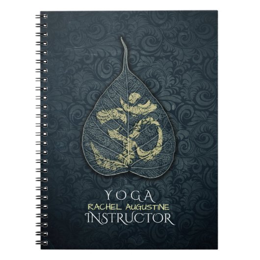 Black & Gold Bodhi Leaf OM-symbool YOGA-instructeu Notitieboek (Voorkant)