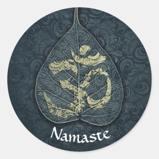 Black & Gold Bodhi Leaf OM-symbool YOGA-instructeu Ronde Sticker (Voorkant)