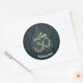 Black & Gold Bodhi Leaf OM-symbool YOGA-instructeu Ronde Sticker (Envelop)