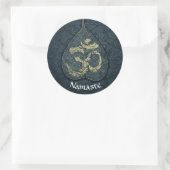 Black & Gold Bodhi Leaf OM-symbool YOGA-instructeu Ronde Sticker (Tas)
