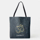 Black & Gold Bodhi Leaf OM-symbool YOGA-instructeu Tote Bag (Voorkant)