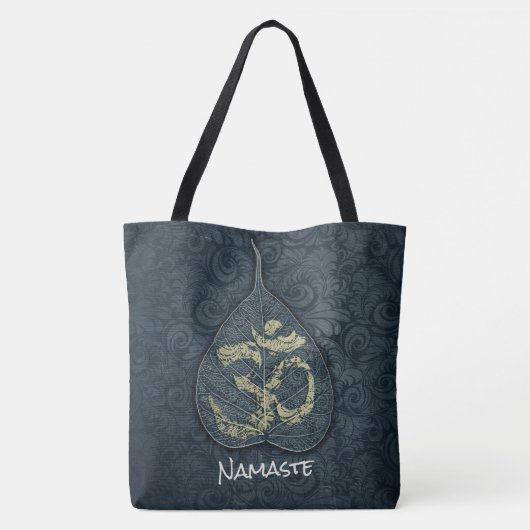 Black & Gold Bodhi Leaf OM-symbool YOGA-instructeu Tote Bag (Achterkant)