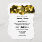Black Gold Bokeh Glitter Lights Wedding Invites Kaart (Voorkant / Achterkant)