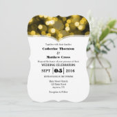 Black Gold Bokeh Glitter Lights Wedding Invites Kaart (Staand voorkant)