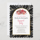 Black Gold Bold Bloemen Verlovingsfeest Kaart (Voorkant)