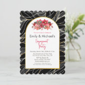 Black Gold Bold Bloemen Verlovingsfeest Kaart (Staand voorkant)