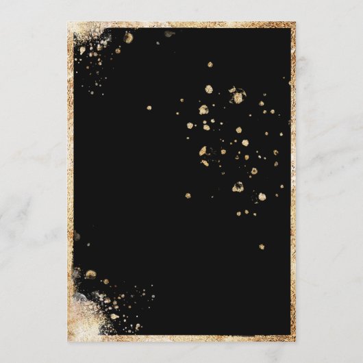 Black Gold Botanical Floral Rustic Wedding Kaart (Achterkant)