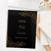 Black gold botanical foliage elegant planner