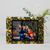 Black GOLD Botanical Lijst Folie Feestdagenkaart (Staand Voorkant)