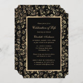 Black Gold Botanical Memorial viering van het leve Kaart (Voorkant / Achterkant)