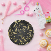 Black Gold Botanical Modern Rustic Branches Party Papieren Bordje (Feest)