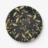 Black Gold Botanical Modern Rustic Branches Party Papieren Bordje (Voorkant)