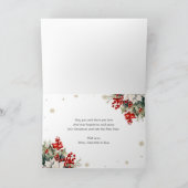Black Gold Botanical Photo Christmas Card Kaart (Binnen)
