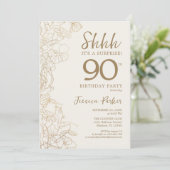 Black Gold Botanical Surprise 90th Birthday Kaart (Staand voorkant)