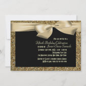 Black Gold Bow 50th Woman's Birthday Invitation Kaart (Achterkant)