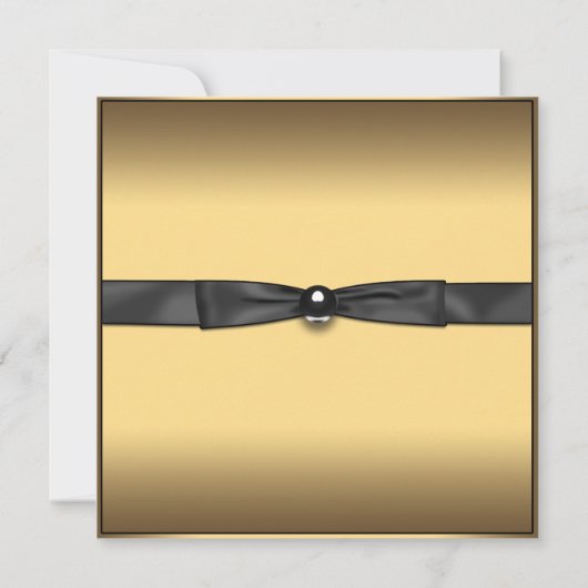Black Gold Bow Foto Afstuderen Aankondiging (Achterkant)