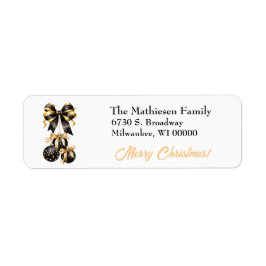 Black Gold Bow Holiday Bulb Trio Retouradres Etiket