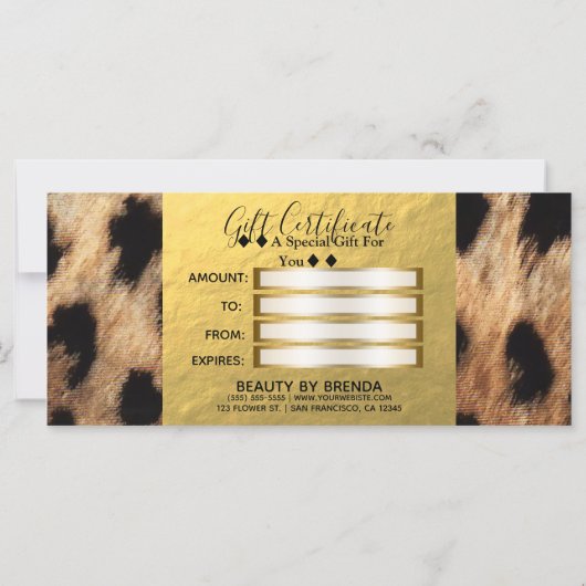 Black Gold Bow Leopard Cheetah Cadeaubon (Achterkant)