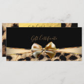 Black Gold Bow Leopard Cheetah Cadeaubon (Voorkant / Achterkant)
