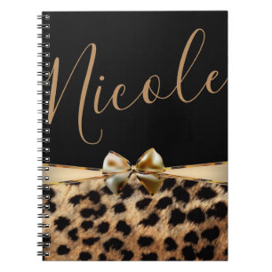 Black Gold Bow Leopard Cheetah Print op maat gemaa Notitieboek