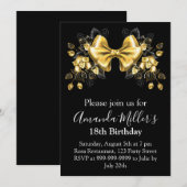 Black gold bow luxury birthday magnetic kaart (Voorkant / Achterkant)