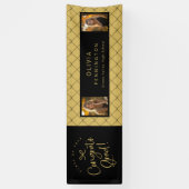 Black Gold Bows 2 Foto Congrats Afstudeerder Party Spandoek (Verticaal)