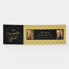 Black Gold Bows 2 Foto Congrats Afstudeerder Party Spandoek