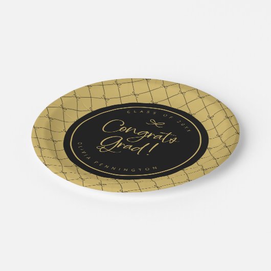 Black Gold Bows Congrats Afstudeerder Afstudeerfee Papieren Bordje (Gekanteld)
