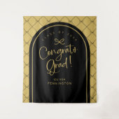 Black Gold Bows Congrats Afstudeerder Foto Achterg Wandkleed (Voorkant)
