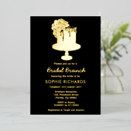 Black Gold Bridal Brunch Luncheon Folie Uitnodiging