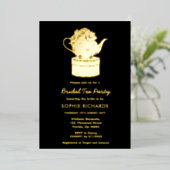 Black Gold Bridal Tea Party Folie Invitation Folie Uitnodiging (Staand Voorkant)