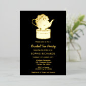 Black Gold Bridal Tea Party Folie Invitation Uitnodiging (Staand Voorkant)