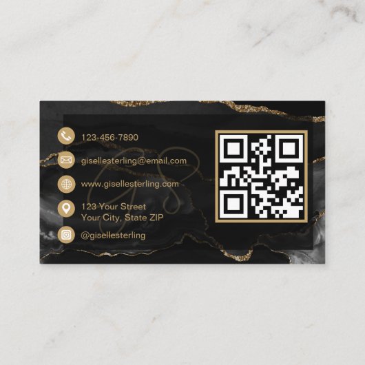 Black Gold Brow Artist QR Code  Visitekaartje (Achterkant)