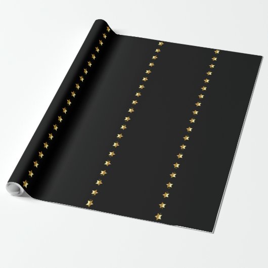 Black Gold Brown Elegant Chic Stars Patroon Cadeaupapier (Uitgerold)