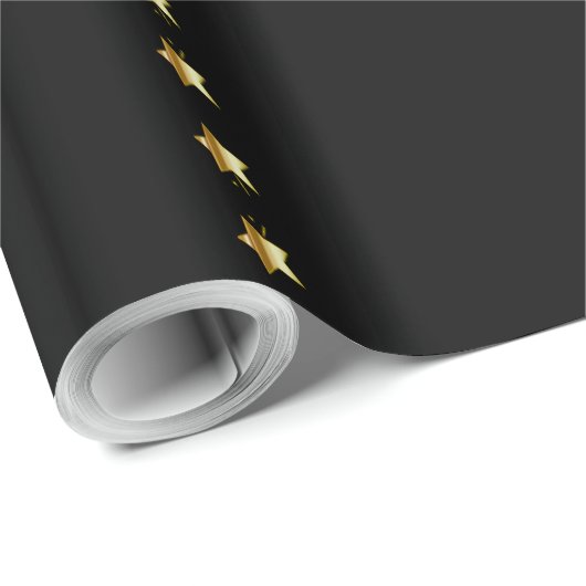 Black Gold Brown Elegant Chic Stars Patroon Cadeaupapier (Rol Hoek)