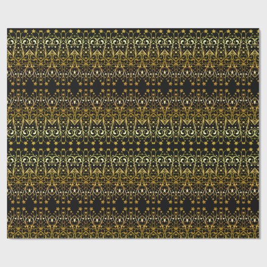 Black Gold Brown Elegant Chic Stars Patroon Cadeaupapier (Vlak)