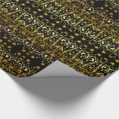 Black Gold Brown Elegant Chic Stars Patroon Cadeaupapier (Hoek)