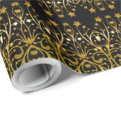 Black Gold Brown Elegant Chic Stars Patroon Cadeaupapier (Rol Hoek)