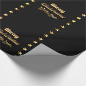Black Gold Brown Elegant Merry kerst Cadeaupapier (Hoek)