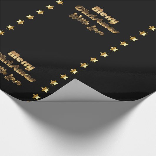 Black Gold Brown Elegant Merry kerst Cadeaupapier (Hoek)