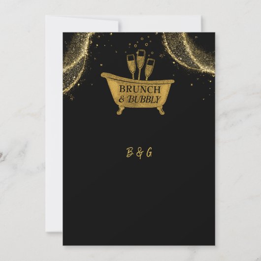 Black Gold Brunch & Bubbly Wedding bewaar de datum (Achterkant)