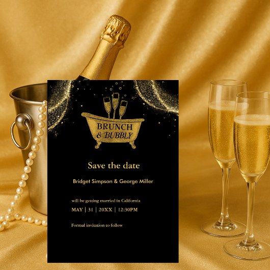 Black Gold Brunch & Bubbly Wedding bewaar de datum