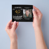Black Gold Budget 40th Birthday Invitation Flyer (Hand)