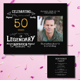 Black Gold Budget 50th Birthday Invitation Flyer