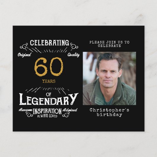 Black Gold Budget 60th Birthday Uitnodiging Flyer (Voorkant)