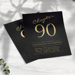 Black Gold Budget 90th Birthday Uitnodiging Flyer