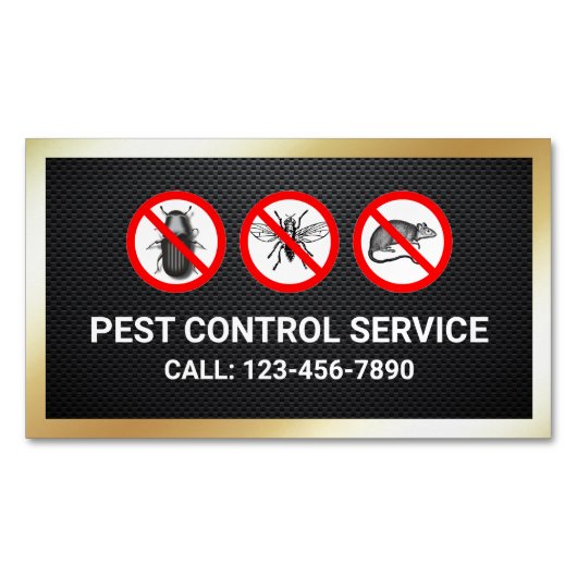 Black Gold Bugs Removal Pest Control Service Magnetisch Visitekaartje (Voorkant)