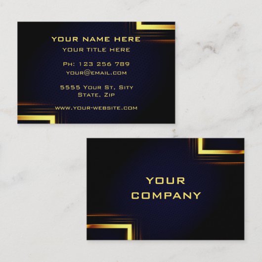 Black Gold Business Card sjabloon Ontwerp uw eigen Visitekaartje (Voorkant / Achterkant)