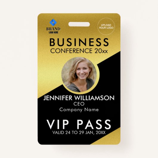 Black Gold Business Conference Exhibition Foto-id Badge (Voorkant)