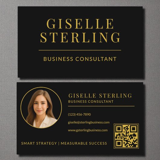 Black Gold Business Consultant Foto QR-code Visitekaartje